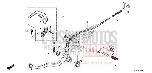 PEDALE/BIE. DE DEMARREUR DE KICK CRF110FE de 2014